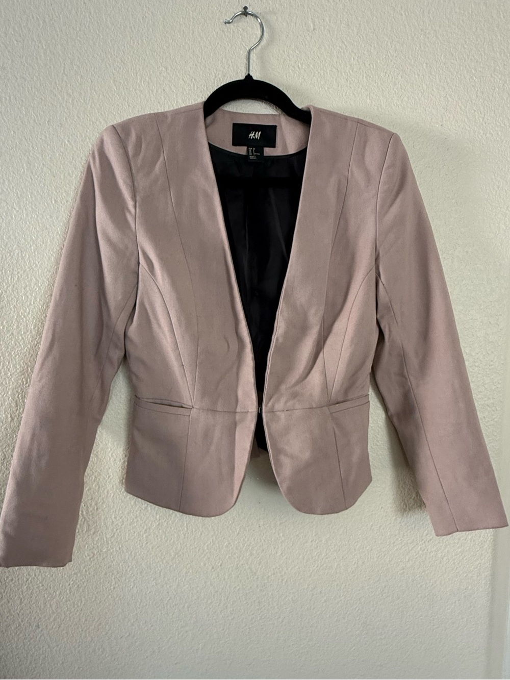 H&M Dusty Pink Collarless Tailored Blazer Size 2